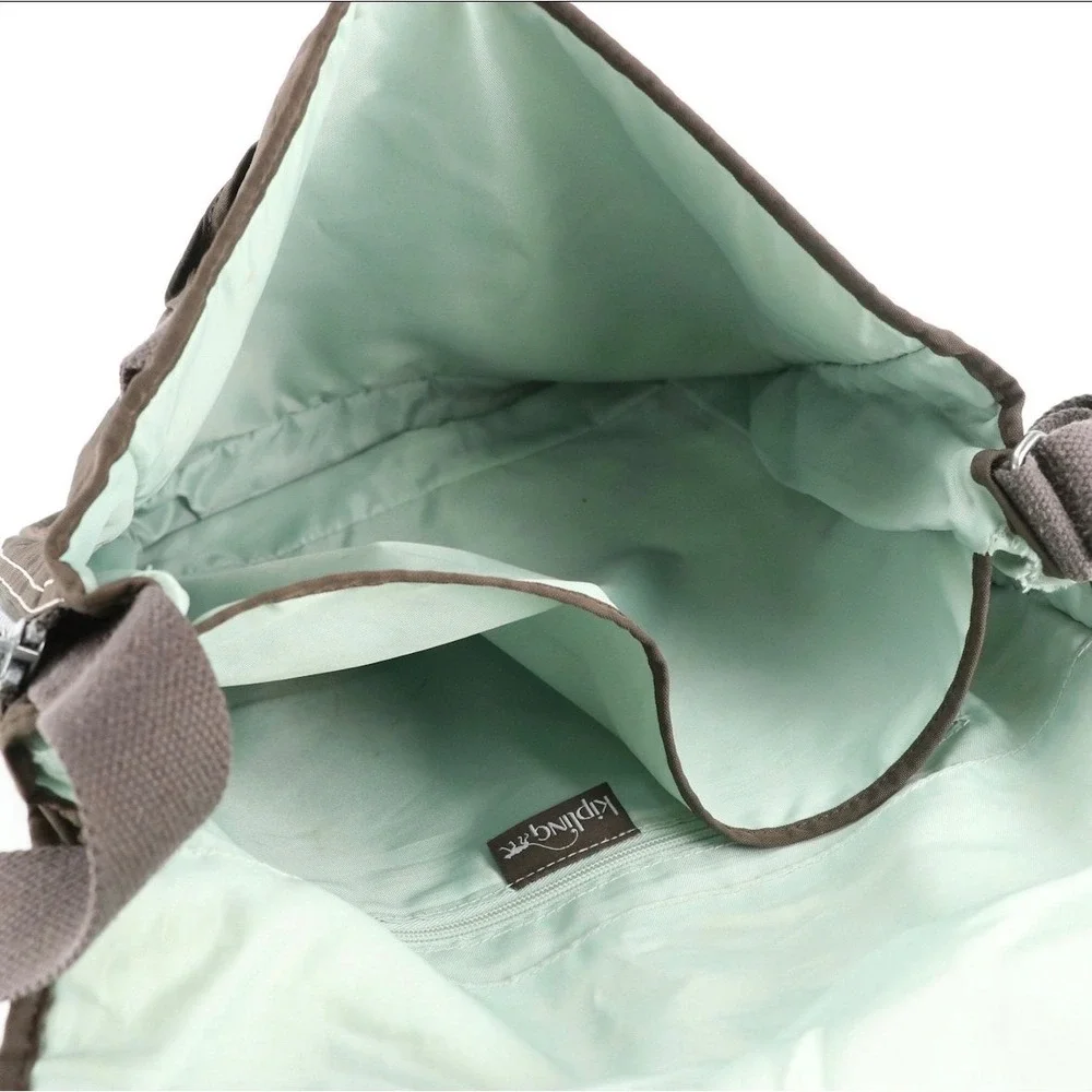 Kipling‎ Messenger Bag Nylon Charcoal Adjustable Strap Pockets Expandable